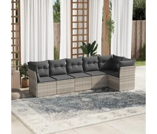 6-Daļīgs Dārza Dīvānu Komplekts,Matrači, Gaiši Pelēka Pe Pinums Vidaxl