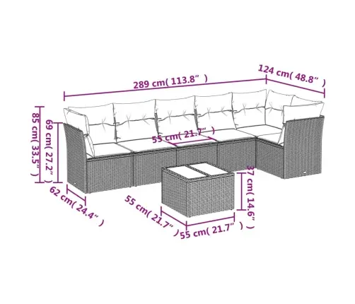 7-Daļīgs Dārza Dīvāna Komplekts,Matrači, Gaiši Pelēka Pe Pinums Vidaxl