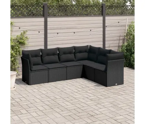 6-Daļīgs Dārza Dīvāna Komplekts, Matrači, Melna Pe Rotanpalma Vidaxl