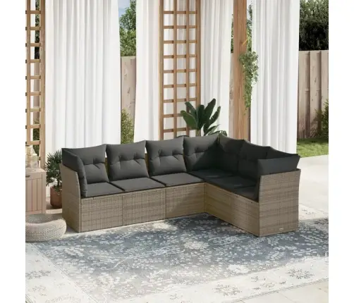 Sofos Komplektas Su Pagalvėlėmis, 6 Dalių, Pilkas, Poliratanas