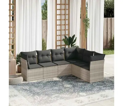 Sofos Komplektas Su Pagalvėlėmis, 6 Dalių, Pilkas, Poliratanas