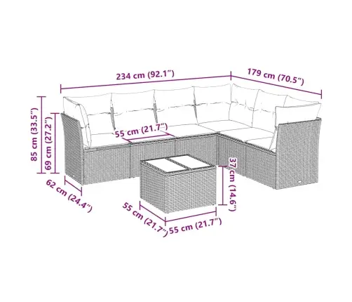 7-Daļīgs Dārza Dīvāna Komplekts Ar Matračiem, Melna Pe Vidaxl