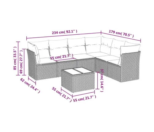 7-Daļīgs Dārza Dīvāna Komplekts, Matrači, Bēša Pe Rotangpalma Vidaxl