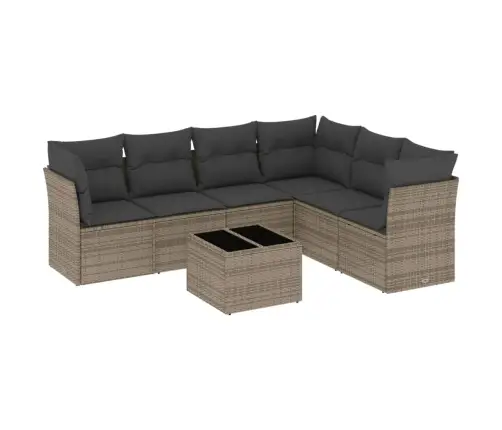 Sofos Komplektas Su Pagalvėlėmis, 7 Dalių, Pilkas, Poliratanas