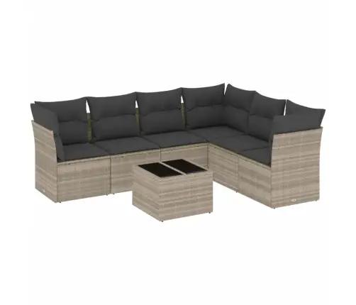 7-Osaline Aiamööblikomplekt Patjadega, Helehall, Polürotang