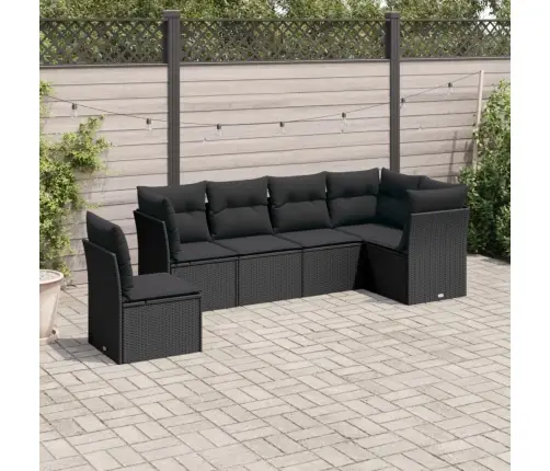 6-Daļīgs Dārza Dīvāna Komplekts, Matrači, Melna Pe Rotanpalma Vidaxl