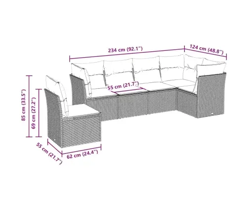 6-Osaline Aiadiivani Komplekt Patjadega, Must, Polürotang