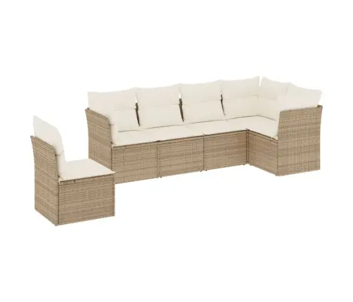 6-Daļīgs Dārza Dīvāna Komplekts, Matrači, Bēša Pe Rotangpalma Vidaxl