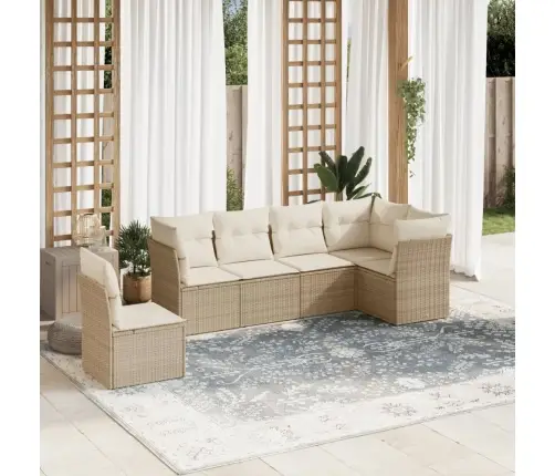 6-Daļīgs Dārza Dīvāna Komplekts, Matrači, Bēša Pe Rotangpalma Vidaxl