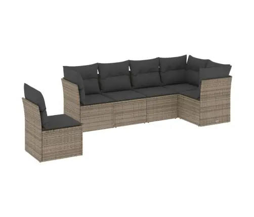 Sofos Komplektas Su Pagalvėlėmis, 6 Dalių, Pilkas, Poliratanas