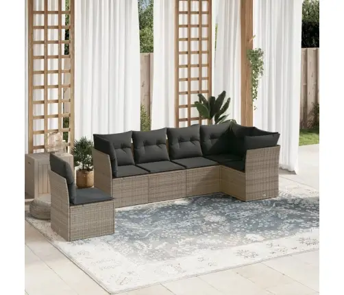 Sofos Komplektas Su Pagalvėlėmis, 6 Dalių, Pilkas, Poliratanas