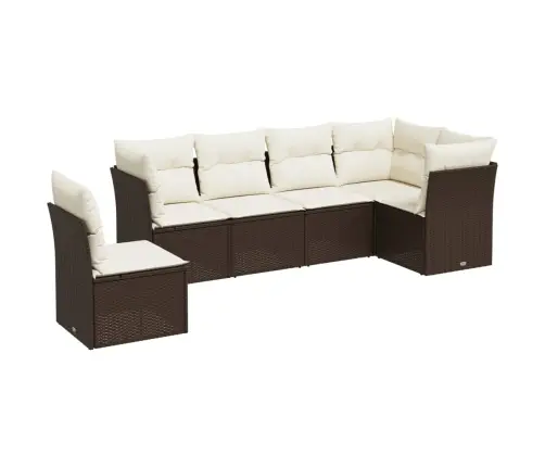 6-Daļīgs Dārza Dīvānu Komplekts, Matrači, Brūna Pe Rotangpalma Vidaxl