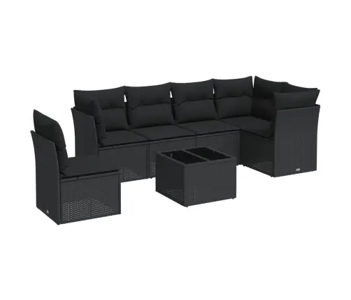 7-Daļīgs Dārza Dīvāna Komplekts Ar Matračiem, Melna Pe Vidaxl