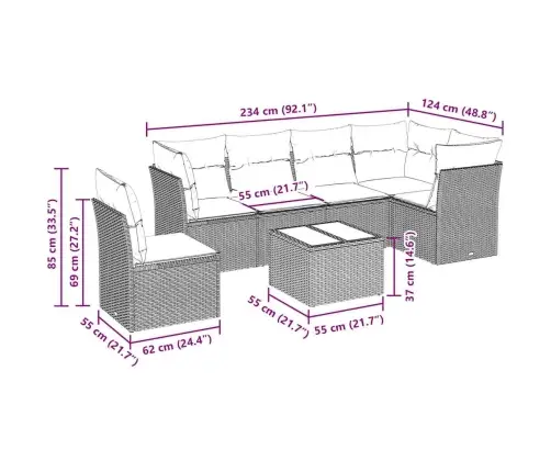 7-Daļīgs Dārza Dīvāna Komplekts Ar Matračiem, Melna Pe Vidaxl