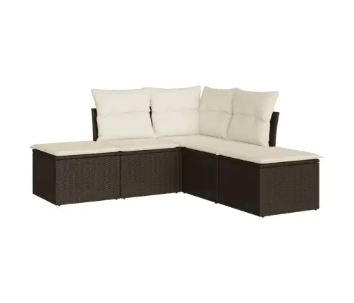 Sofos Komplektas Su Pagalvėlėmis, 5 Dalių, Rudas, Poliratanas