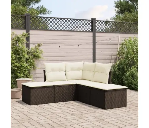 Sofos Komplektas Su Pagalvėlėmis, 5 Dalių, Rudas, Poliratanas