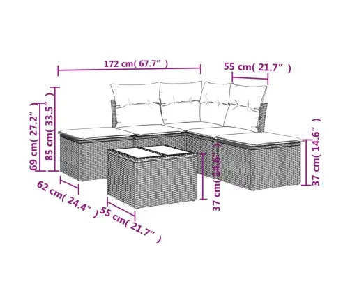6-Osaline Aiadiivani Komplekt Patjadega, Must, Polürotang