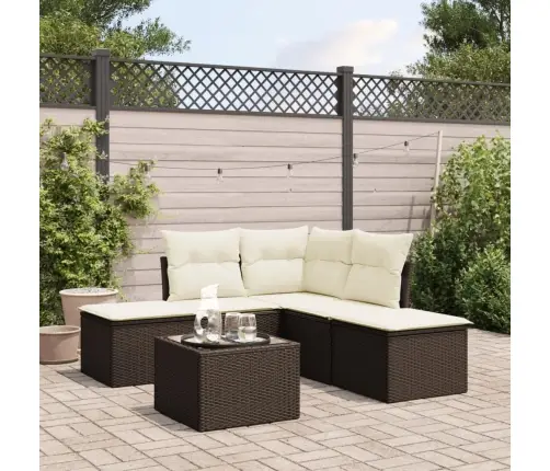 Sofos Komplektas Su Pagalvėlėmis, 6 Dalių, Rudas, Poliratanas