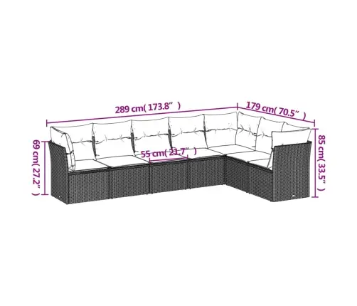 7-Daļīgs Dārza Dīvāna Komplekts Ar Matračiem, Melna Pe Vidaxl