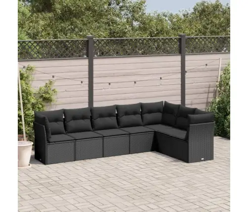 7-Daļīgs Dārza Dīvāna Komplekts Ar Matračiem, Melna Pe Vidaxl