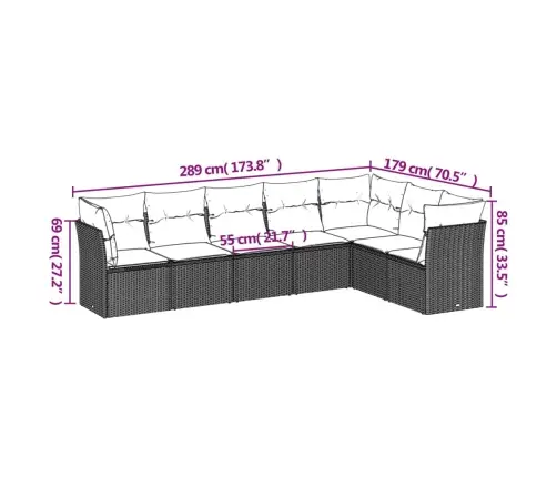 Sofos Komplektas Su Pagalvėlėmis, 7 Dalių, Rudas, Poliratanas