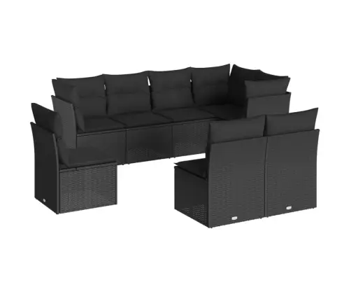 8-Daļīgs Dārza Dīvāna Komplekts, Matrači, Melna Pe Rotangpalma Vidaxl