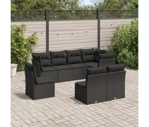 8-Daļīgs Dārza Dīvāna Komplekts, Matrači, Melna Pe Rotangpalma Vidaxl