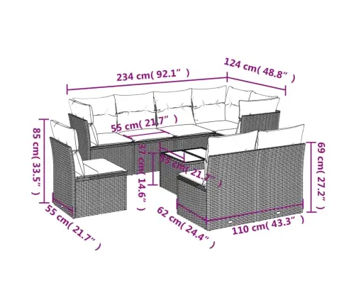 9-Osaline Aiadiivani Komplekt Patjadega, Must, Polürotang