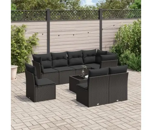 9-Osaline Aiadiivani Komplekt Patjadega, Must, Polürotang