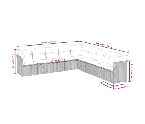 9-Daļīgs Dārza Dīvāna Komplekts,Matrači, Gaiši Pelēka Pe Pinums Vidaxl