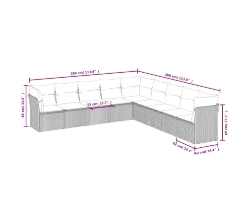 9-Osaline Aiadiivani Komplekt Patjadega, Pruun, Polürotang