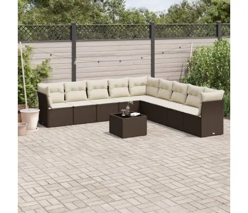 10-Daļīgs Dārza Dīvāna Komplekts, Matrači, Brūna Pe Rotangpalma Vidaxl 10-Daļīgs Dārza Dīvāna Komplekts, Matrači, Brūna Pe Rotangpalma Vidaxl