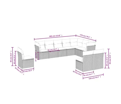 10-Osaline Aiadiivani Komplekt Patjadega, Must, Polürotang
