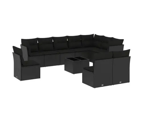 Sodo Komplektas Su Pagalvėlėmis, 11 Dalių, Juodas, Poliratanas