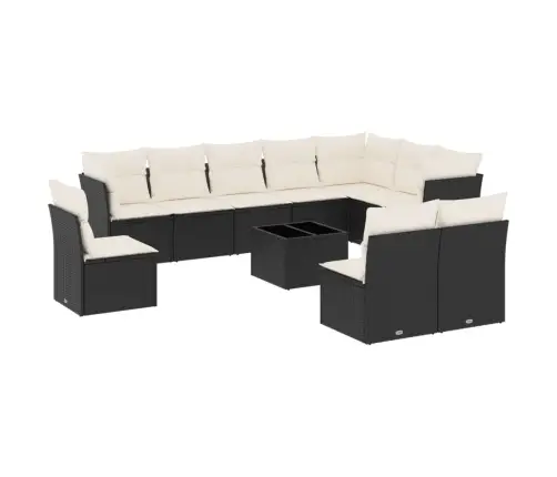 11-Daļīgs Dārza Dīvāna Komplekts, Matrači, Melna Pe Rotangpalma Vidaxl