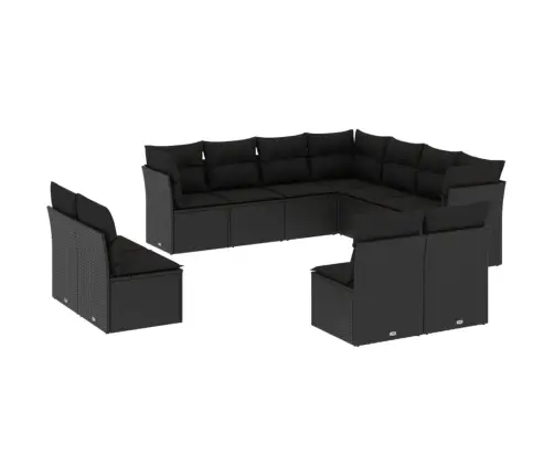 11-Osaline Aiadiivani Komplekt Patjadega, Must, Polürotang