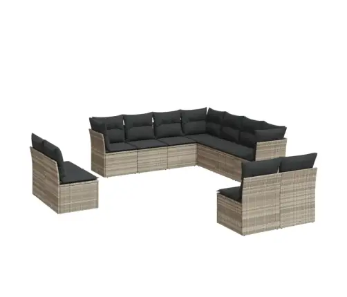 Sodo Komplektas Su Pagalvėlėmis, 11 Dalių, Pilkas, Poliratanas