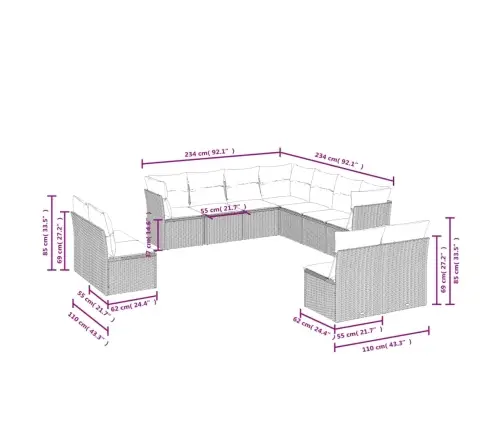 Sodo Komplektas Su Pagalvėlėmis, 11 Dalių, Pilkas, Poliratanas