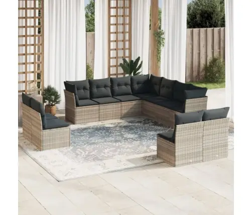 Sodo Komplektas Su Pagalvėlėmis, 11 Dalių, Pilkas, Poliratanas