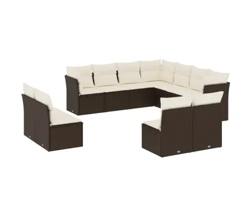 11-Daļīgs Dārza Dīvāna Komplekts, Matrači, Brūna Pe Rotangpalma Vidaxl