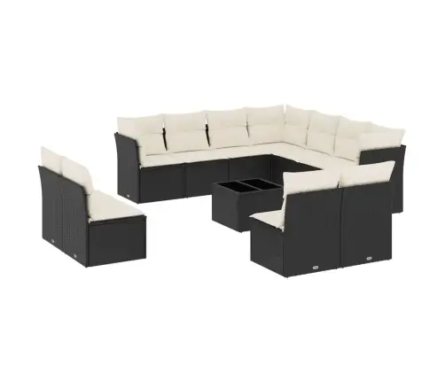 12-Daļīgs Dārza Dīvānu Komplekts, Matrači, Melna Pe Rotangpalma Vidaxl