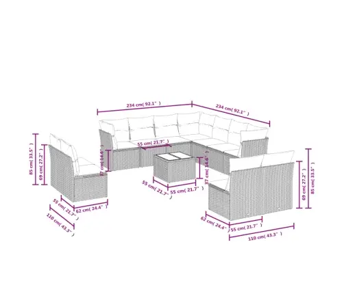 12-Osaline Aiadiivani Komplekt Patjadega, Beež, Polürotang