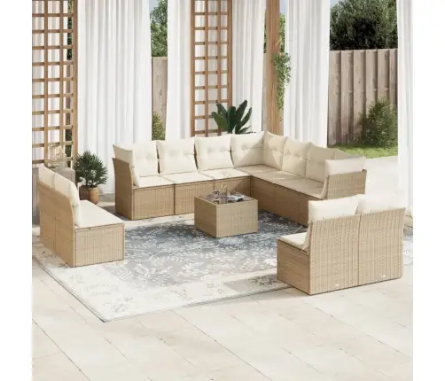 12-Osaline Aiadiivani Komplekt Patjadega, Beež, Polürotang