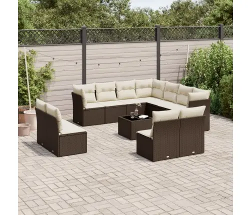 12-Osaline Aiadiivani Komplekt Patjadega, Pruun, Polürotang