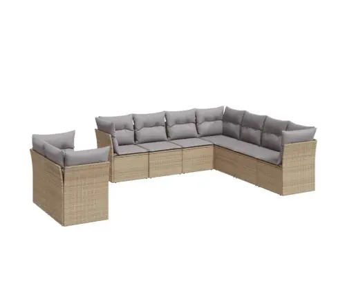 Sodo Komplektas Su Pagalvėlėmis, 9 Dalių, Smėlio, Poliratanas