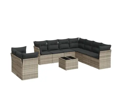 10-Osaline Aiadiivani Komplekt Patjadega, Helehall, Polürotang