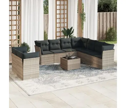 10-Osaline Aiadiivani Komplekt Patjadega, Helehall, Polürotang