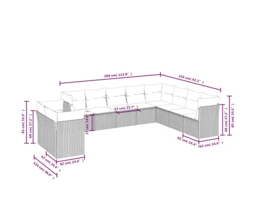 10-Osaline Aiadiivani Komplekt Patjadega, Must, Polürotang