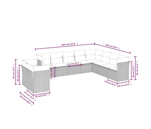 10-Osaline Aiadiivani Komplekt Patjadega, Pruun, Polürotang