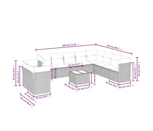 Sodo Komplektas Su Pagalvėlėmis, 11 Dalių, Pilkas, Poliratanas